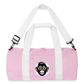 Affe Brille Palmen - Recycelte Duffel Bag - Rosa/Weiß - Vorne