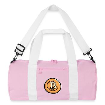 Bitcoin Coin Art Emblem - Recycled Duffel Bag - pink/white - Front