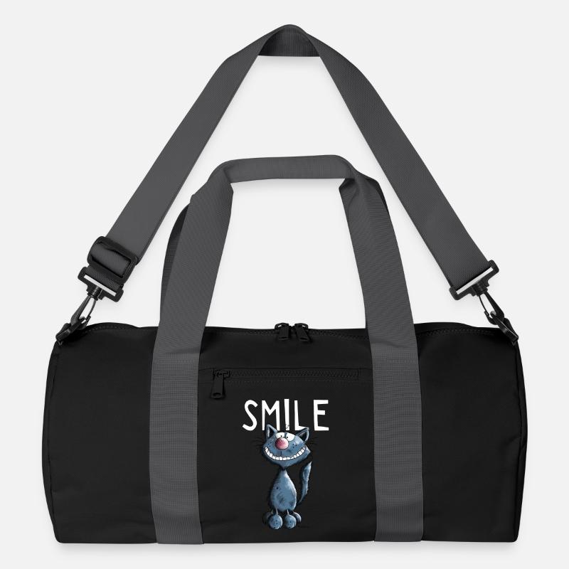 Smile Katze - Katzen - Kätzchen - Kitten - Kater - Recycelte Duffel Bag - Schwarz/Graphitgrau