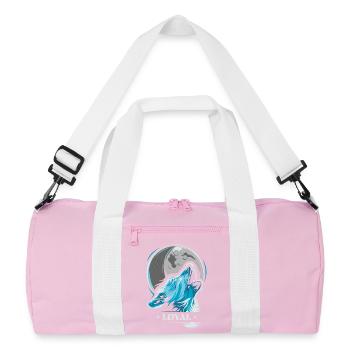 loyal wolf moon tee shirt Wölfe Mond blue - Recycelte Duffel Bag - Rosa/Weiß - Vorne