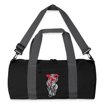 Butterfly Poppy Tattoo - Recycled Duffel Bag - black/graphite grey - Front