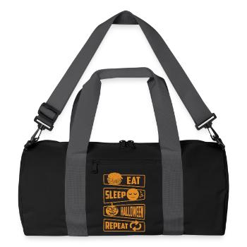 Essen, Schlafen, Halloween, Wiederholen - Recycelte Duffel Bag - Schwarz/Graphitgrau - Vorne
