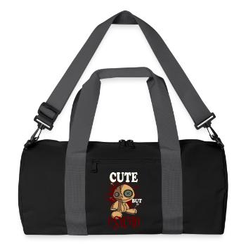 CUTE BUT PSYCHO Voodoo - Puppe - Recycelte Duffel Bag - Schwarz/Graphitgrau - Vorne
