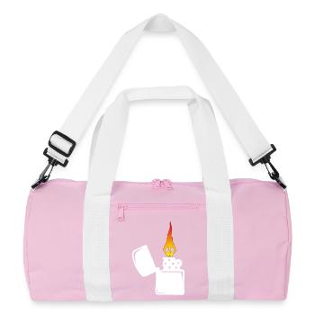 Flammenschädel und weißes Feuerzeug - Recycelte Duffel Bag - Rosa/Weiß - Vorne