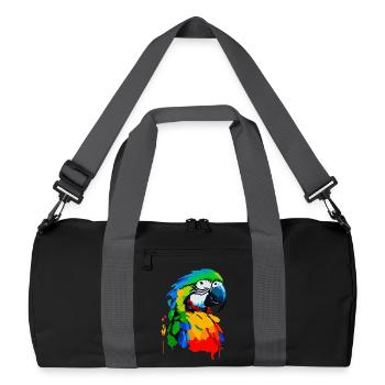 Peinture à l’huile d’un perroquet coloré - Sac de sport recyclé - noir/gris graphite - Devant