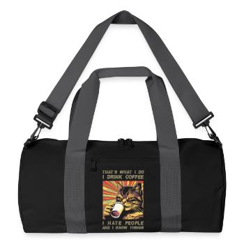 Coffee-drinking, sarcastic cat lover - Recycled Duffel Bag - black/graphite grey - Front