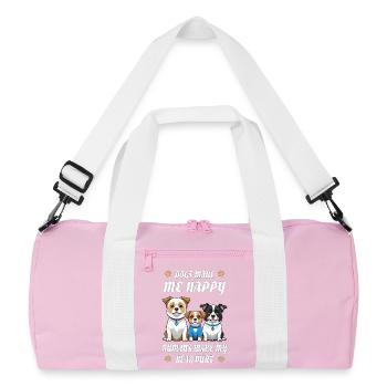 Dogs make me happy... - Recycled Duffel Bag - pink/white - Front