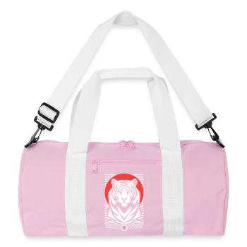 Tiger, red white Japanese print style - Recycled Duffel Bag - pink/white - Front