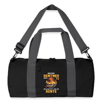 Lustig Rentner 73 Geburtstag Rente Senioren Spruch - Recycelte Duffel Bag - Schwarz/Graphitgrau - Vorne