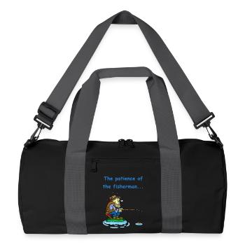 Die Geduld des Fischers - Recycelte Duffel Bag - Schwarz/Graphitgrau - Vorne