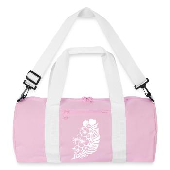Tropical Hibiscus & Palm - Recycled Duffel Bag - pink/white - Front