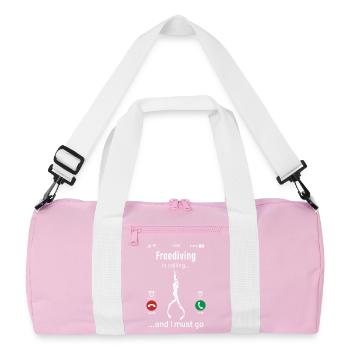Freediving Is Calling And I Must Go Funny Design - Recycled Duffel Bag - pink/white - Front
