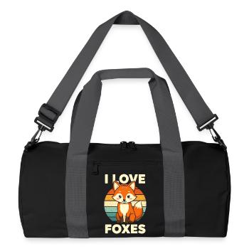 fox cute forest animal illustration animal forest - Recycled Duffel Bag - black/graphite grey - Front