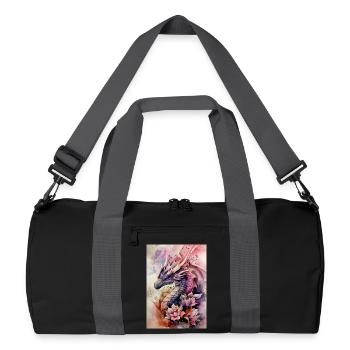 Dragon Aquarelle Fleurs Fantaisie - Sac de sport recyclé - noir/gris graphite - Devant