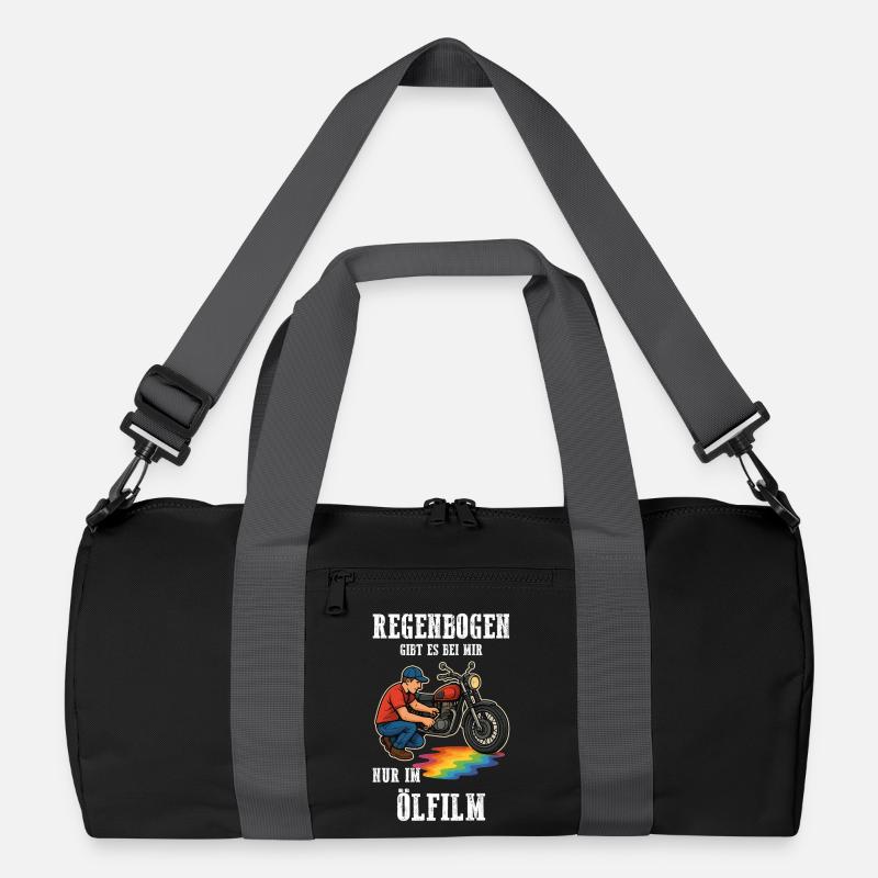 Regenbogen gibt es bei mir nur im Ölfilm Motorrad - Recycelte Duffel Bag - Schwarz/Graphitgrau