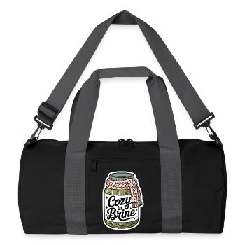 Cozy In Brine Funny Cucumber Jar Humor - Recycled Duffel Bag - black/graphite grey - Front