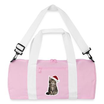 Baby Maine Coon Cat with Hat - Recycled Duffel Bag - pink/white - Front