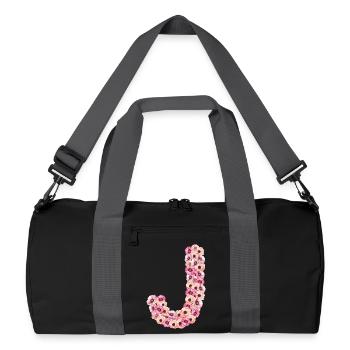 Monogramm J aus Blüten - Recycelte Duffel Bag - Schwarz/Graphitgrau - Vorne