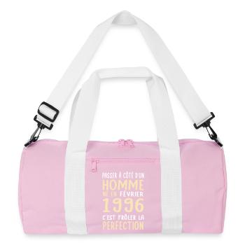 30th Birthday - Born in February 1996 - Recycled Duffel Bag - pink/white - Front