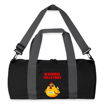 Nicht auf das Huhn schauen – Absurder Humor - Recycelte Duffel Bag - Schwarz/Graphitgrau - Vorne