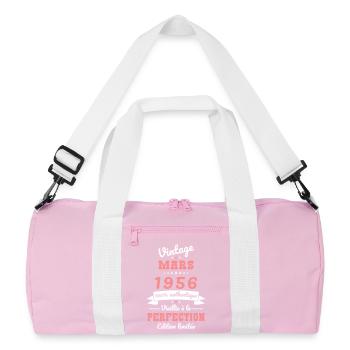 70-jähriges Jubiläum – Jahrgang – März 1956 - Recycelte Duffel Bag - Rosa/Weiß - Vorne
