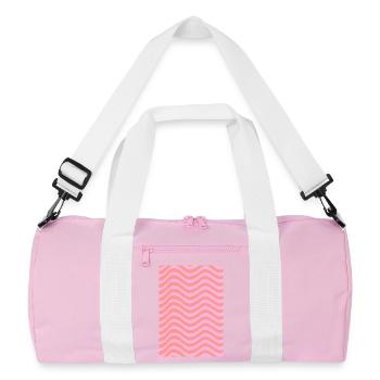 Stripe Wave Pattern - Pink Customizable - Recycled Duffel Bag - pink/white - Front