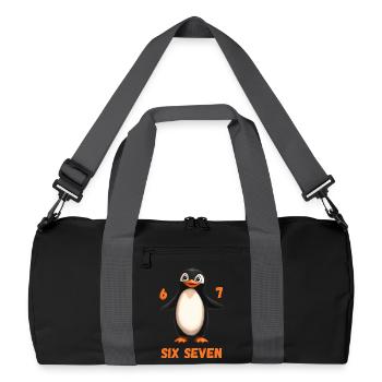 Six Seven 67 Penguin Funny Meme Design - Recycled Duffel Bag - black/graphite grey - Front