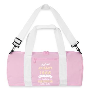 Anniversaire 60 ans - Vintage - Juillet 1966 - Sac de sport recyclé - rose/blanc - Devant