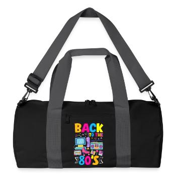 Retro Back to the 80s Vintage Design - Recycelte Duffel Bag - Schwarz/Graphitgrau - Vorne