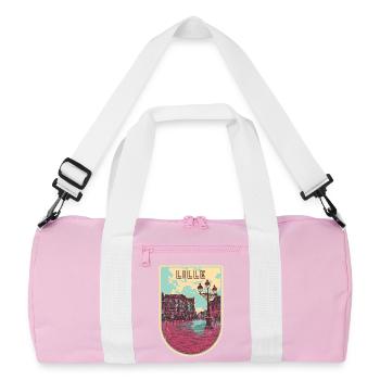 Badge retro, Lille France est ma ville natale - Sac de sport recyclé - rose/blanc - Devant