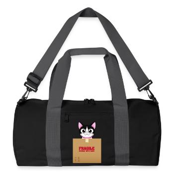 Kätzchen auf zerbrechlicher Kiste Kawaii - Recycelte Duffel Bag - Schwarz/Graphitgrau - Vorne