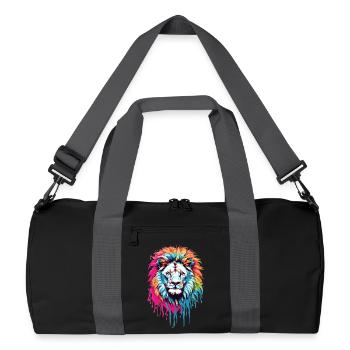 Tête de lion colorée - Sac de sport recyclé - noir/gris graphite - Devant