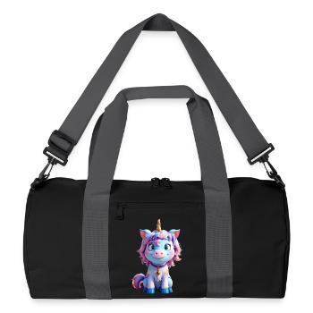 Licorne 3D colorée - Sac de sport recyclé - noir/gris graphite - Devant