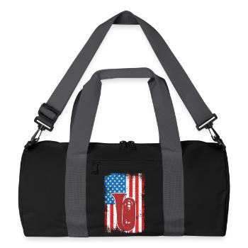 Tuba player U.S. Flag - Recycled Duffel Bag - black/graphite grey - Front