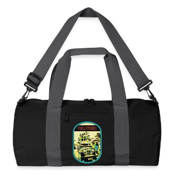 Farbenfroher Jeepney: Lebendiges Symbol der Philippinen - Recycelte Duffel Bag - Schwarz/Graphitgrau - Vorne