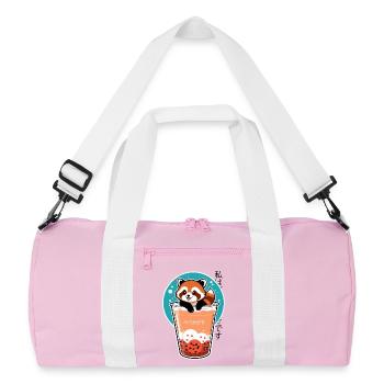 Panda roux kawaii en thé à bulles – Boba Design - Sac de sport recyclé - rose/blanc - Devant