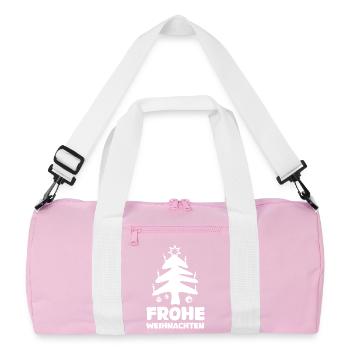 Merry Christmas Christmas Tree Cartoon Symbol Logo - Recycled Duffel Bag - pink/white - Front