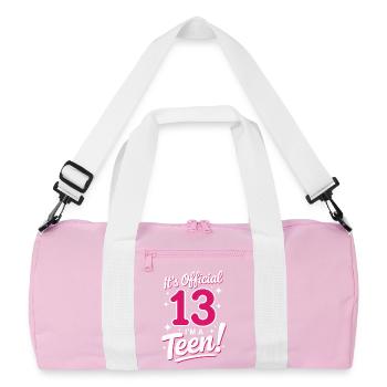 13th birthday teenager gift - Recycled Duffel Bag - pink/white - Front