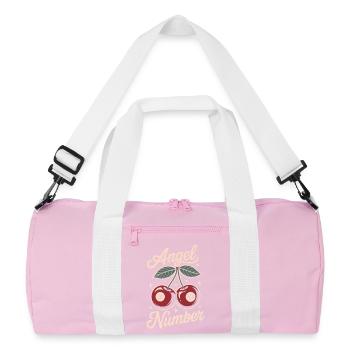 Angel Number 313 Retro Cherry Spiritual Numerology - Recycled Duffel Bag - pink/white - Front