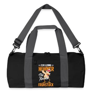 I love chickens – they poop breakfast - Recycled Duffel Bag - black/graphite grey - Front