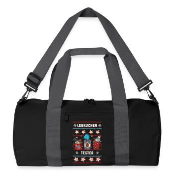 Weihnachten Lebkuchen Tester mit Dino - Recycelte Duffel Bag - Schwarz/Graphitgrau - Vorne