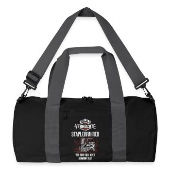 Der verrückte Staplerfahrer Ironie Motiv - Recycelte Duffel Bag - Schwarz/Graphitgrau - Vorne