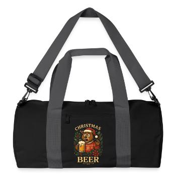 Christmas Beer Lustiger Bär Weihnachts Shirt - Recycelte Duffel Bag - Schwarz/Graphitgrau - Vorne
