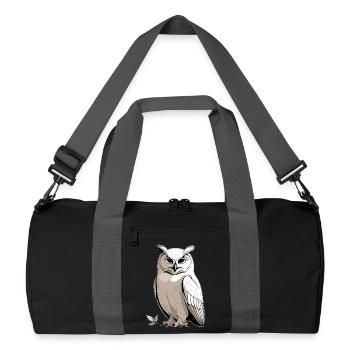 Owl portrait with serious facial expressions - Recycled Duffel Bag - black/graphite grey - Front