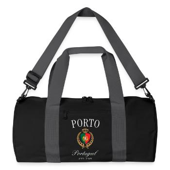 Porto Portugal Wappen Krone – Reise Souvenir - Recycelte Duffel Bag - Schwarz/Graphitgrau - Vorne