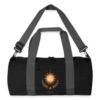 Litha Sun – Motif spirituel bohème - Sac de sport recyclé - noir/gris graphite - Devant