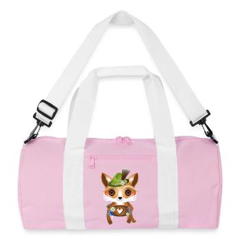 Renard mignon avec chapeau traditionnel et bavoir coeur - Sac de sport recyclé - rose/blanc - Devant
