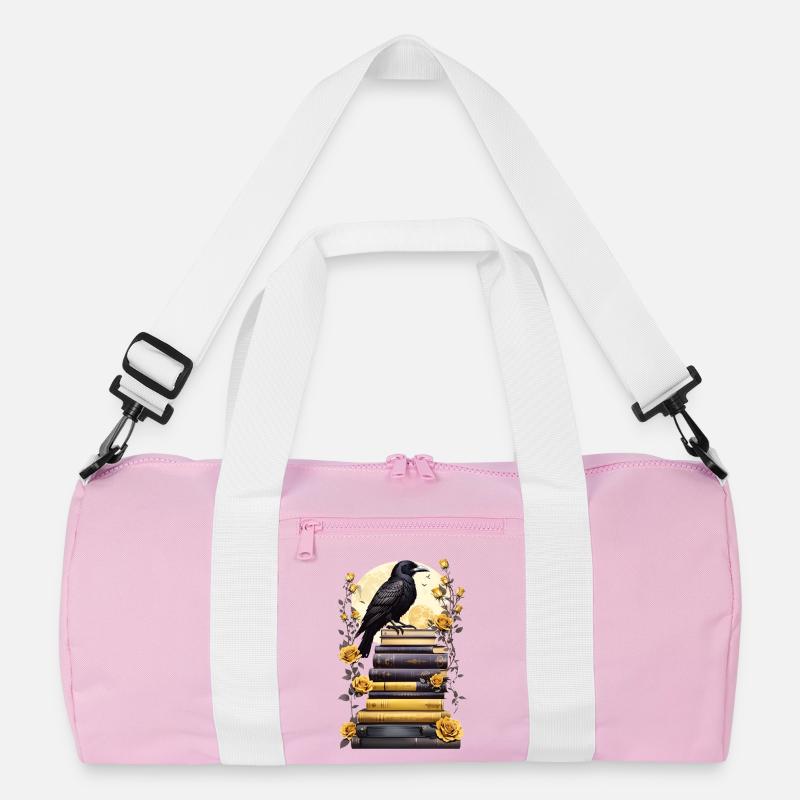 Stack of books with raven Recycled Duffel Bag