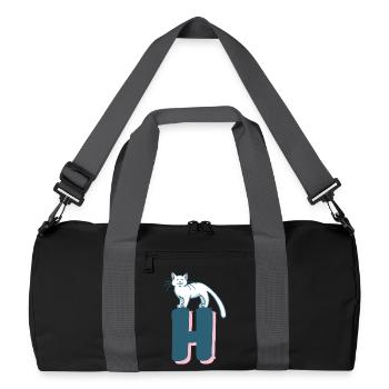 Cat Letter H - Recycled Duffel Bag - black/graphite grey - Front