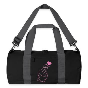 Finger heart k-pop K-drama 2 farben - Recycelte Duffel Bag - Schwarz/Graphitgrau - Vorne